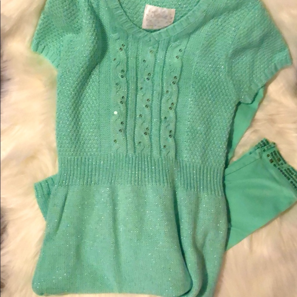 NWOT Justice sweater dress and bejeweled leggings